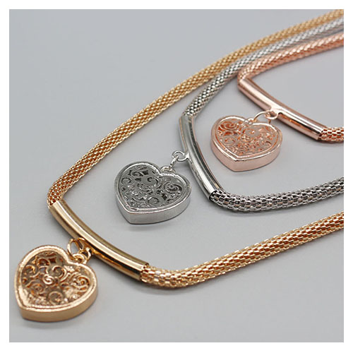3 la<x>yer 3 color heart Pendant Necklace