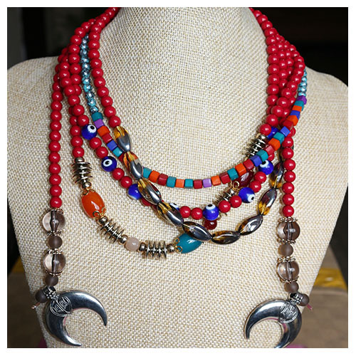 Latin American Moon Pendant Necklace