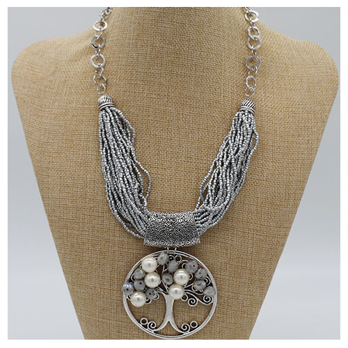 Rice Pearl Tree Pendant Necklace