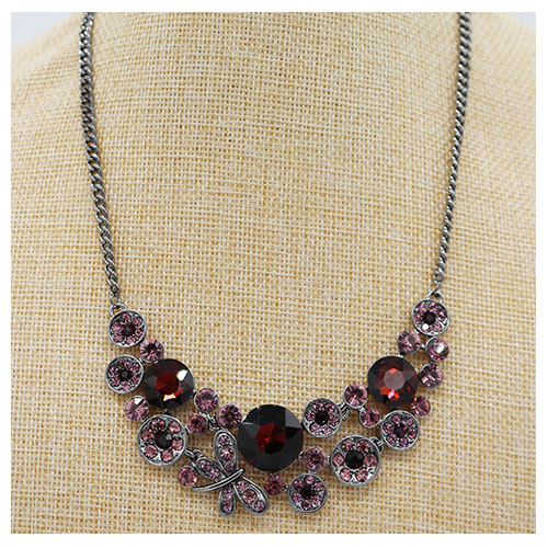 Small round butterfly diamond necklace